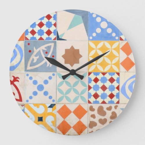 Hydraulic Cement Mosaic Tile Trend Large Clock