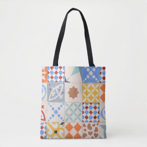 Hydraulic Cement Mosaic Tile Trend Tote Bag