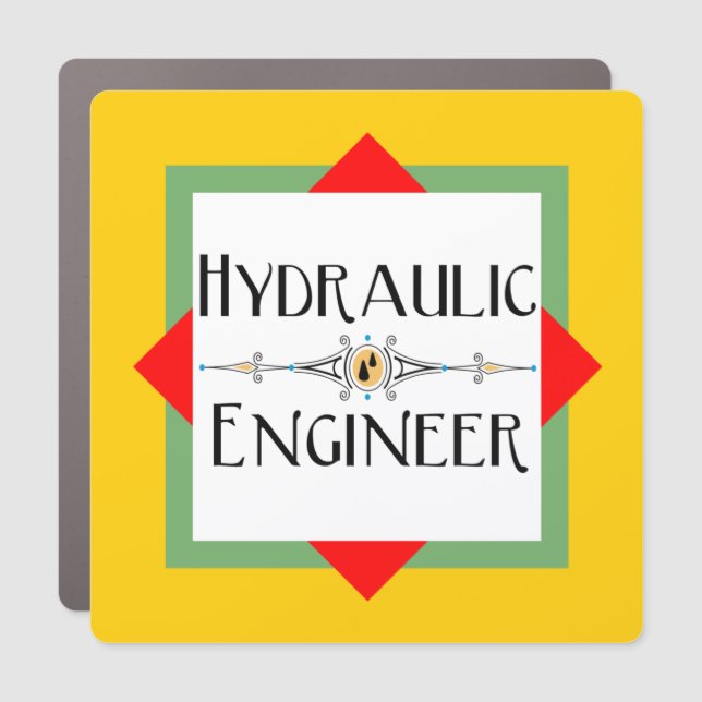 Hydraulic Engineer Block Car Magnet (Front)