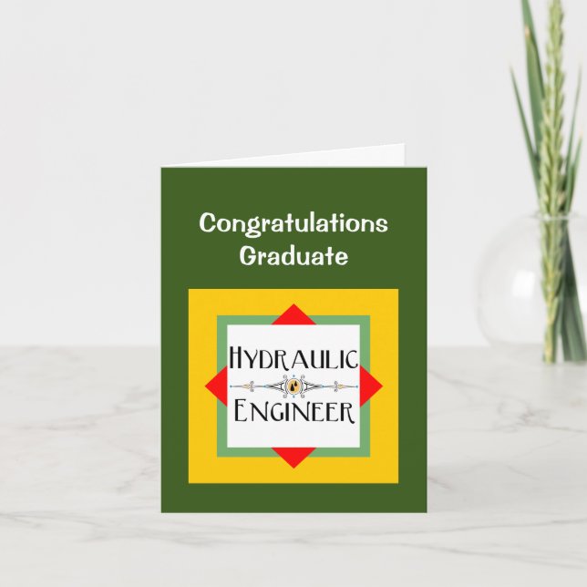 Hydraulic Engineer Block Letterpress Thank You Card (Front)