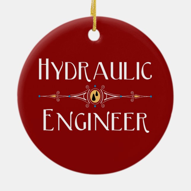 Hydraulic Engineer Decorative Line Ceramic Ornament (Back)