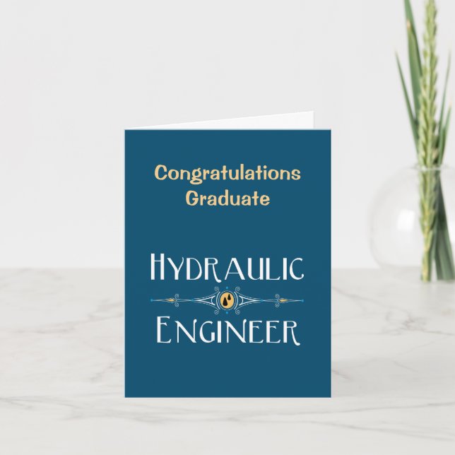 Hydraulic Engineer Decorative Line Letterpress Thank You Card (Front)