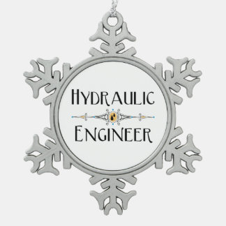 Hydraulic Engineer Decorative Line Snowflake Pewter Christmas Ornament