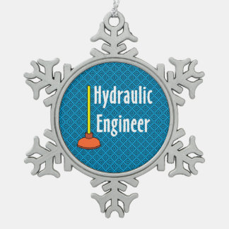 Hydraulic Engineer Toilet Plunger Snowflake Pewter Christmas Ornament