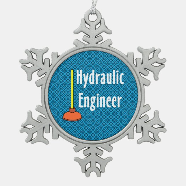 Hydraulic Engineer Toilet Plunger Snowflake Pewter Christmas Ornament (Front)