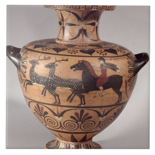 Hydria, hunting scene, Archaic Greek, black figure Tile (Front)