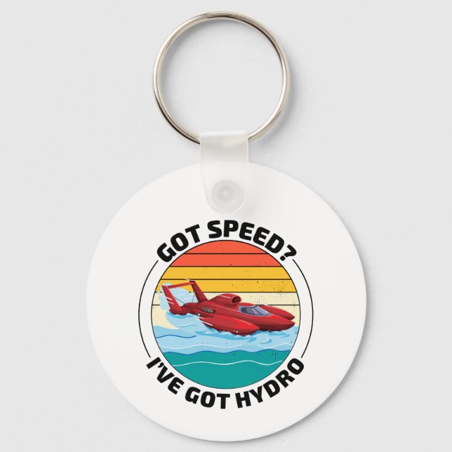Hydro-Speed Racing: Thrilling Hydroplane Humor Keychain (Front)