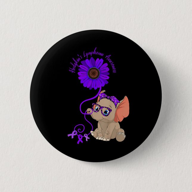 Hydrocephalus Awareness Blue Ribbon Gles  Button (Front)