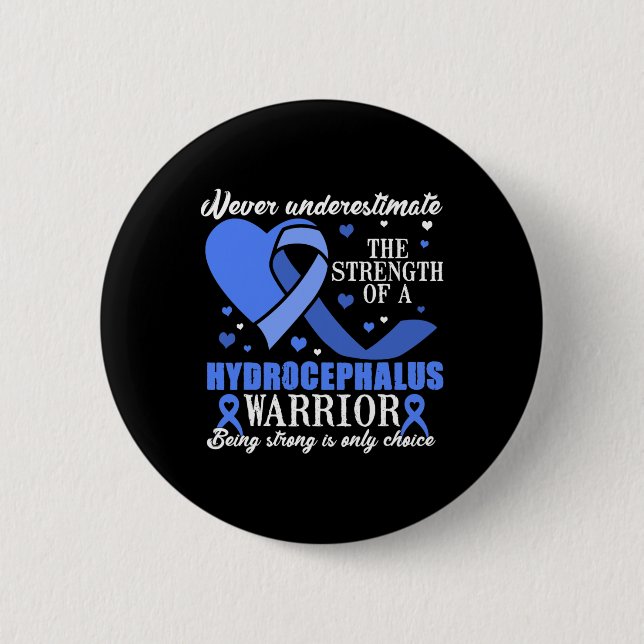 Hydrocephalus Awareness  Blue Ribbon Support  Button (Front)