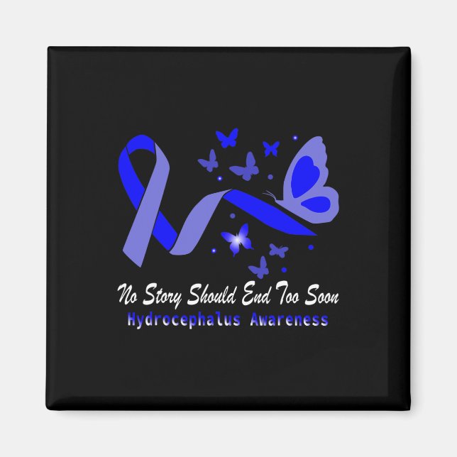 Hydrocephalus Awareness Butterflies Support Blue R Magnet (Front)
