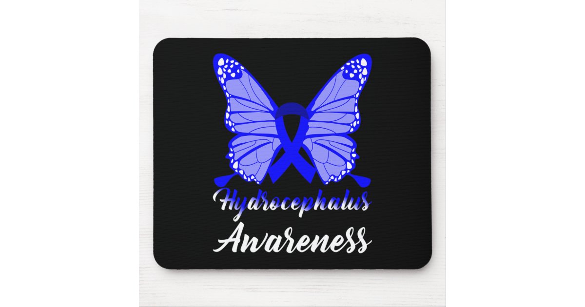 Hydrocephalus Awareness Butterfly Blue Ribbon Supp Mouse Pad Zazzle 1380