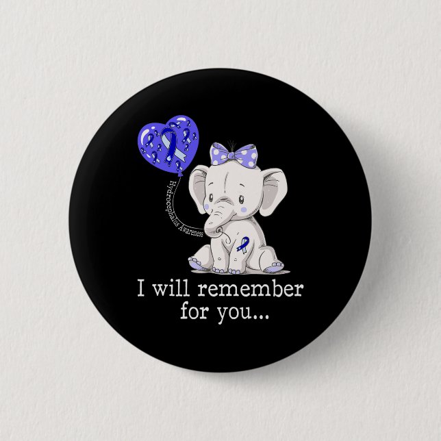 Hydrocephalus Awareness Elephant 1 Button (Front)