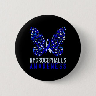 Hydrocephalus Awareness Month Blue Ribbon Support Button