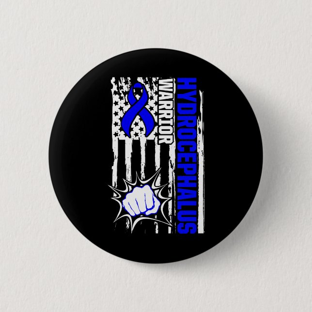 Hydrocephalus Survivor Inspiring Awareness Warrior Button (Front)