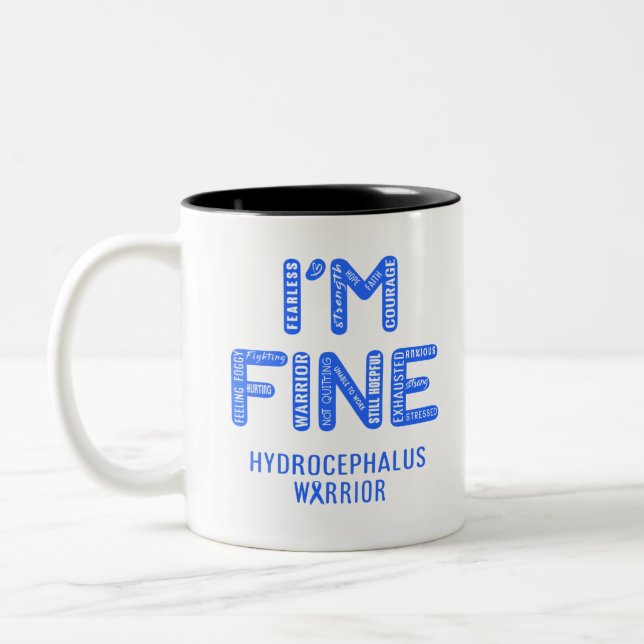Hydrocephalus Warrior - I AM FINE Two-Tone Coffee Mug (Left)