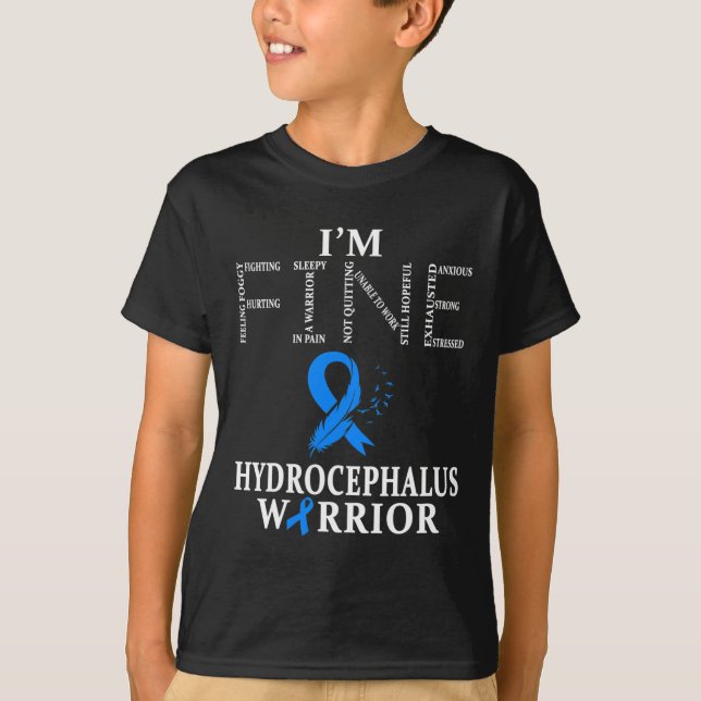 Hydrocephalus Warrior I'm Fine Feather  T-Shirt (Front)