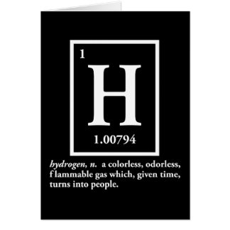 hydrogen - a gas which turns into people cards