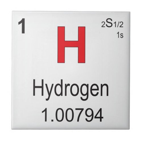 Hydrogen Individual Element of the Periodic Table Ceramic Tile