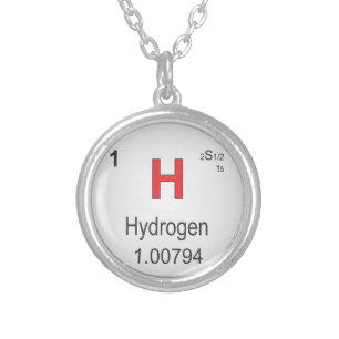Hydrogen Individual Element of the Periodic Table Silver Plated Necklace