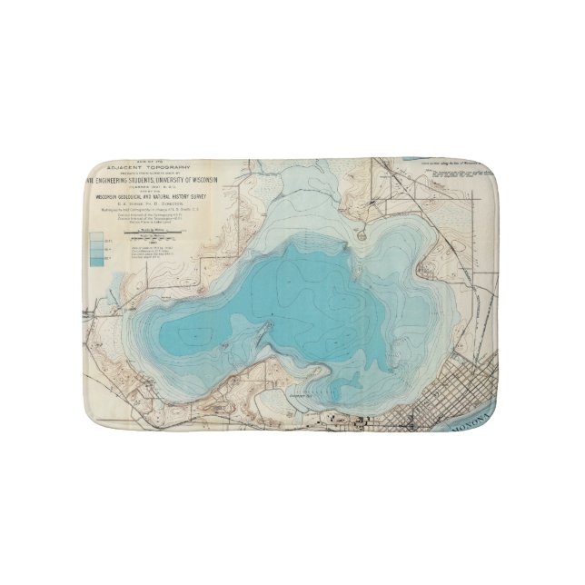 Hydrographic map Lake Mendota Bathroom Mat (Front)