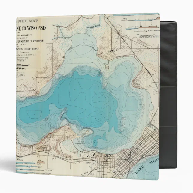 Hydrographic map Lake Mendota Binder | Zazzle