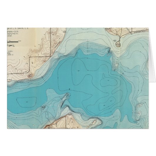 Hydrographic map Lake Mendota Cards (Front Horizontal)