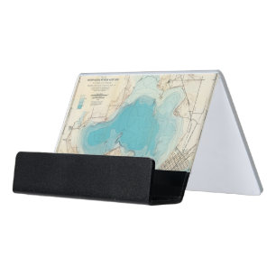 Hydrographic map Lake Mendota Desk Business Card Holder