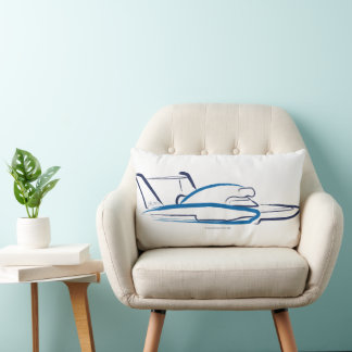 Hydroplane 01 Blue Lumbar Pillow