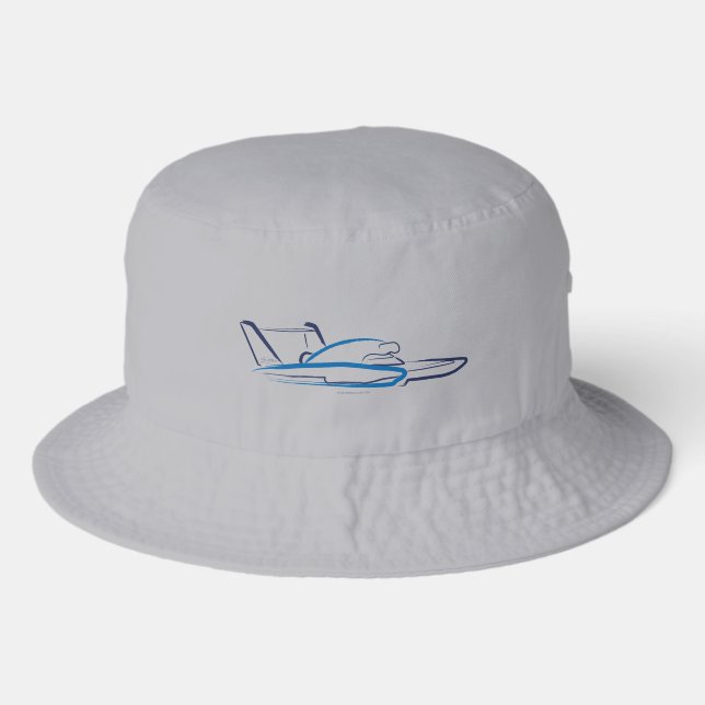 Hydroplane 01 Blue on Grey Bucket Hat (Front)