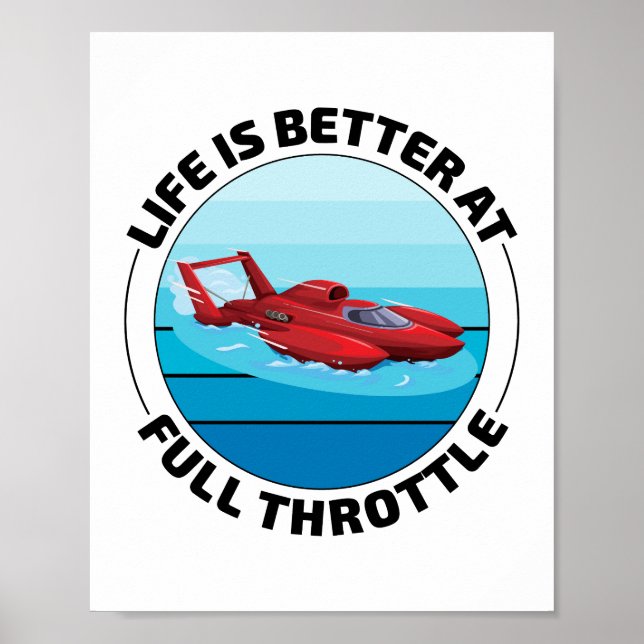 Hydroplane Boat Racing Speedboat Powerboat Funny Poster (Front)