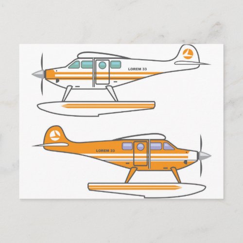 Hydroplane Floating plane vector Postcard