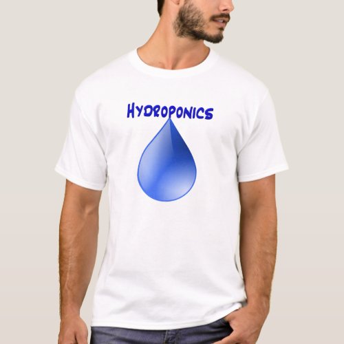 Hydroponics blue text blue water drop T_Shirt
