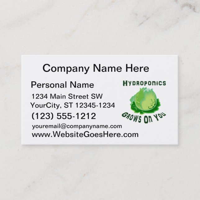 Hydroponics Grows On You Lettuce Business Card (Front)