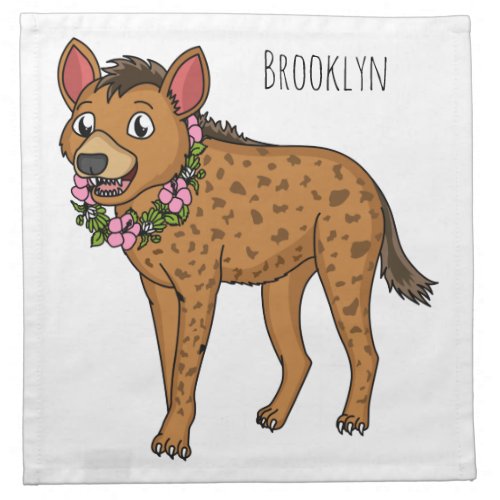 Hyena and flowers cartoon illustration  cloth napkin