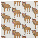 Hyena and flowers cartoon illustration fabric