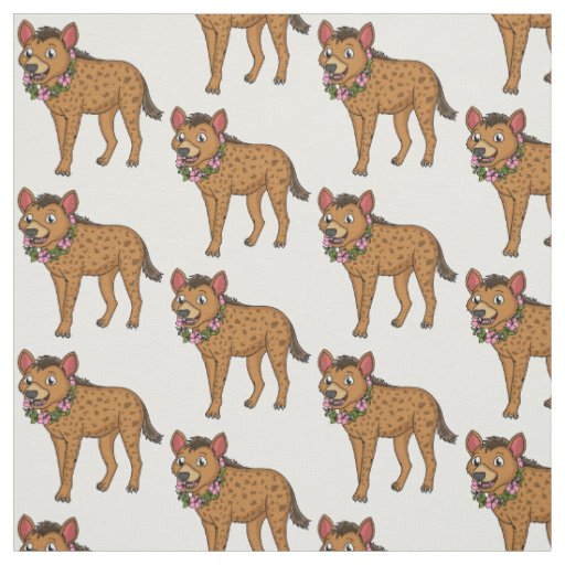 Hyena and flowers cartoon illustration fabric