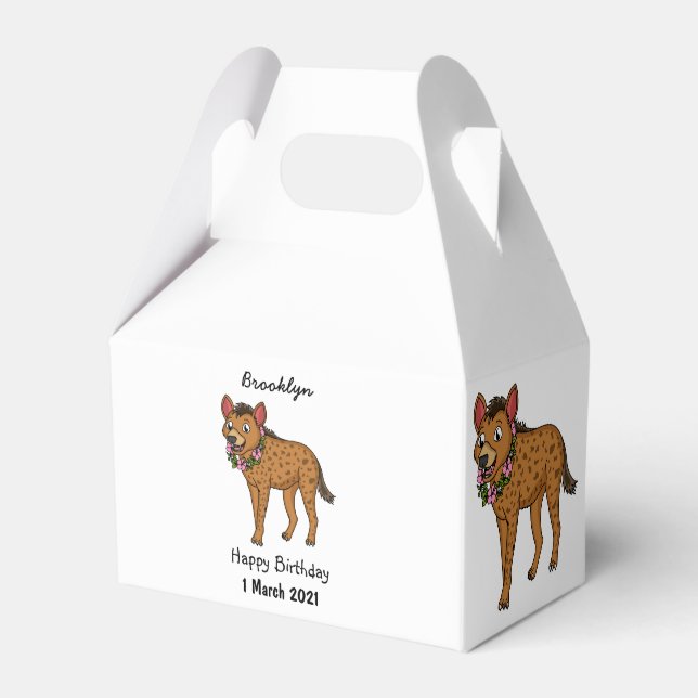 Hyena and flowers cartoon illustration favor boxes (Front Side)