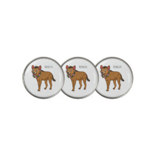 Hyena and flowers cartoon illustration golf ball marker
