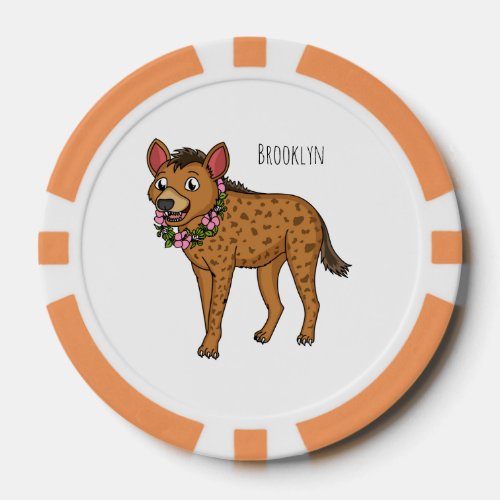 Hyena and flowers cartoon illustration poker chips