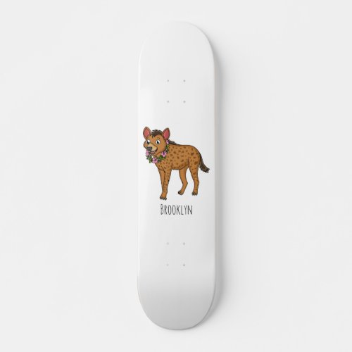 Hyena and flowers cartoon illustration skateboard