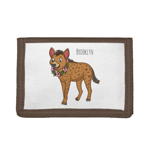 Hyena and flowers cartoon illustration  trifold wallet