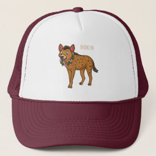 Hyena and flowers cartoon illustration trucker hat