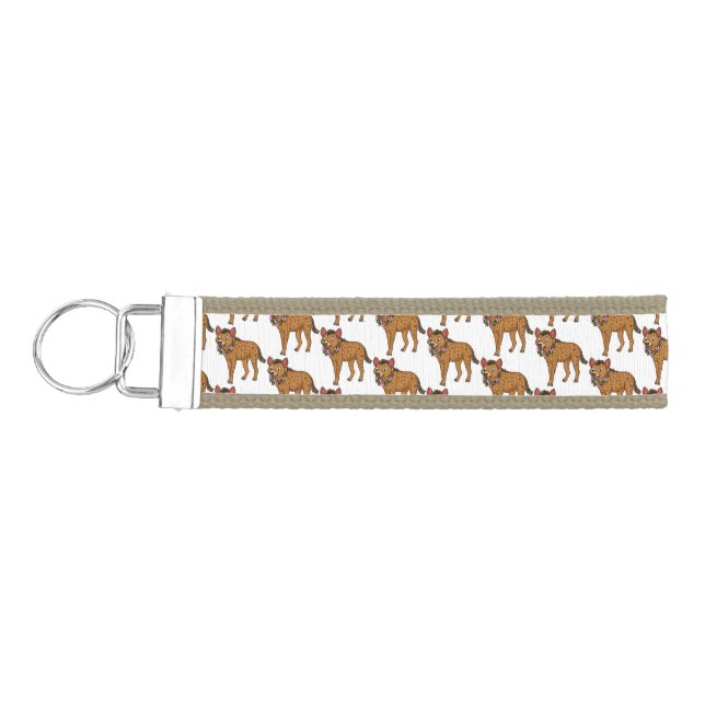 Hyena and flowers cartoon illustration wrist keychain (Keys on Left)