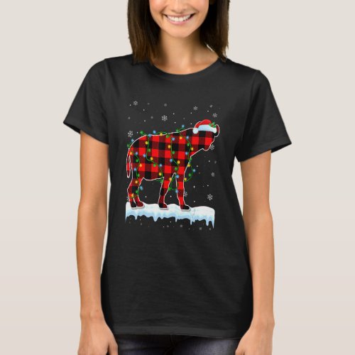 Hyena Christmas Santa Hat Cute Animals Xmas Lights T_Shirt