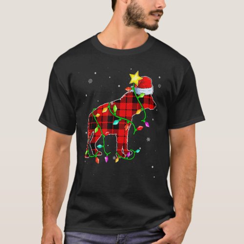 Hyena Christmas Santa Hat Xmas Lights Holidays T_Shirt