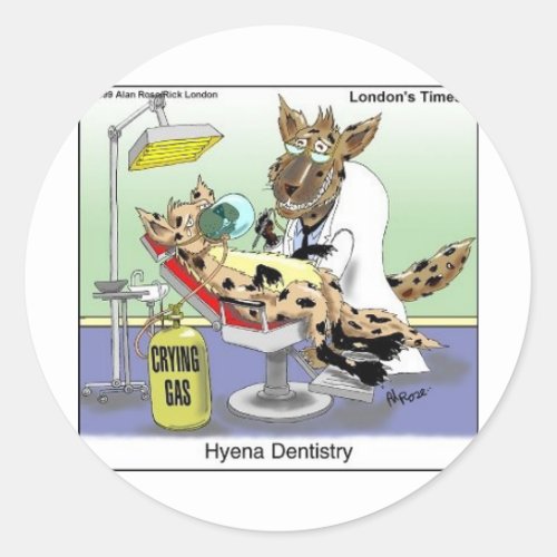 Hyena Dentistry Funny Gifts Tees  Collectibles Classic Round Sticker