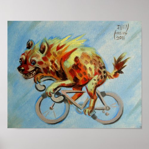 Hyena on a Bicycle Poster