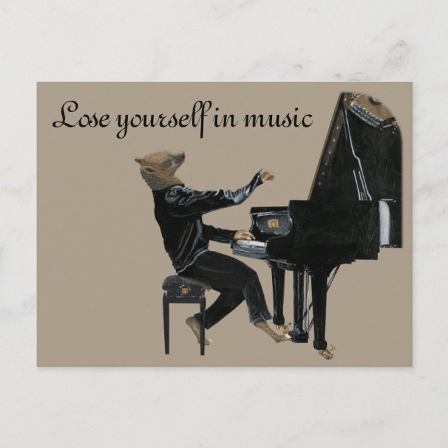 Hyena Piano Music Pianist Fantasy Art Postcard (Front)