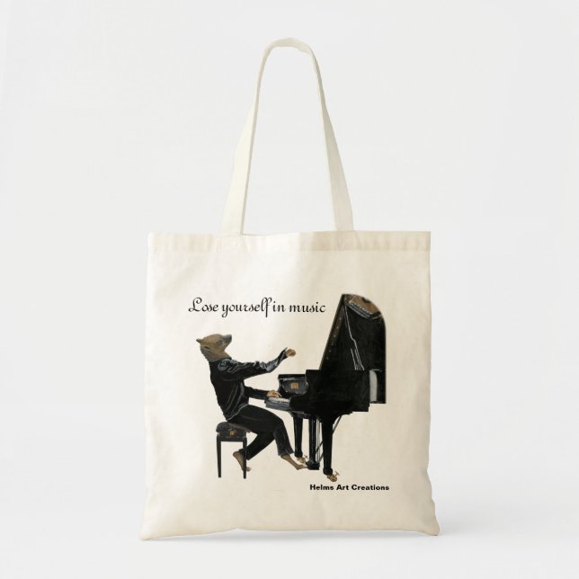 Hyena Piano Music Player Fantasy Art Budget Tote Bag (Front)