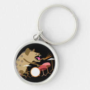 Hyena Playing Drums Keychain
